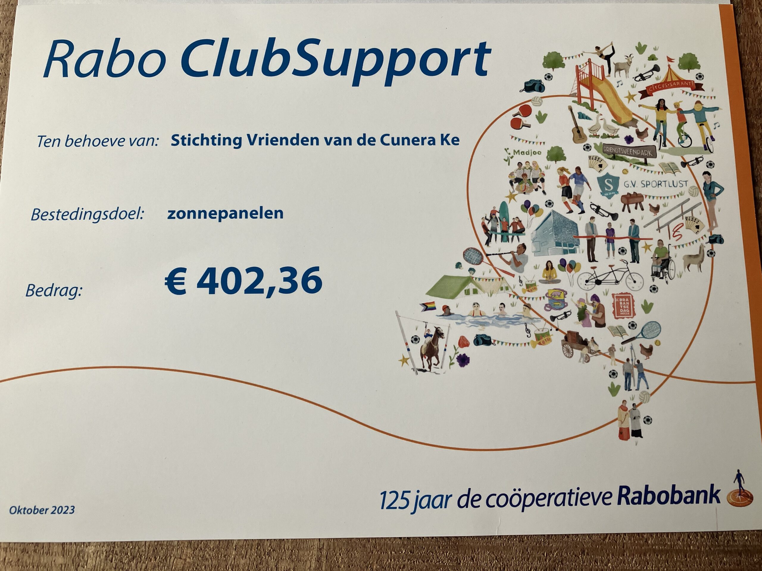 Rabo Clubsupport ontvangen